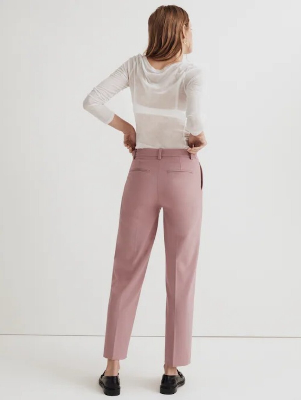 Madewell The Fairbanks Pant Woodrose Pink Tapered Straight Leg Trouser Size 8 - Picture 3 of 14
